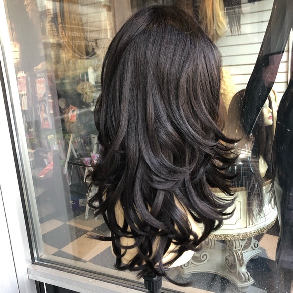 Dark black wig bangs wig main image 8